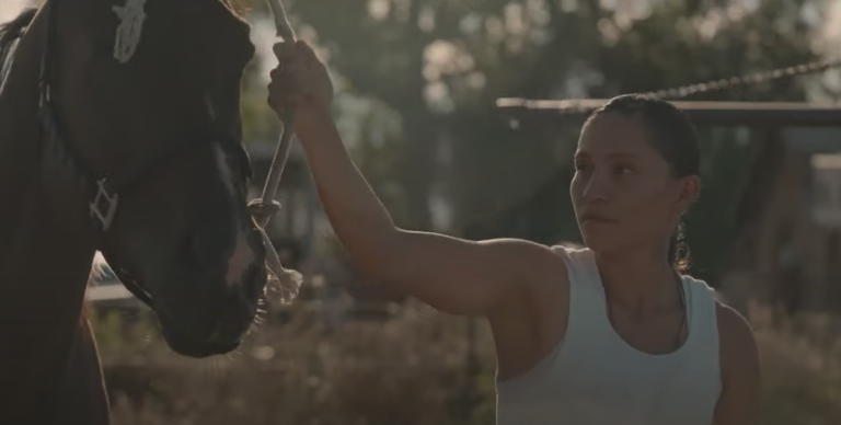 Local bareback horse racing champion stars in music video